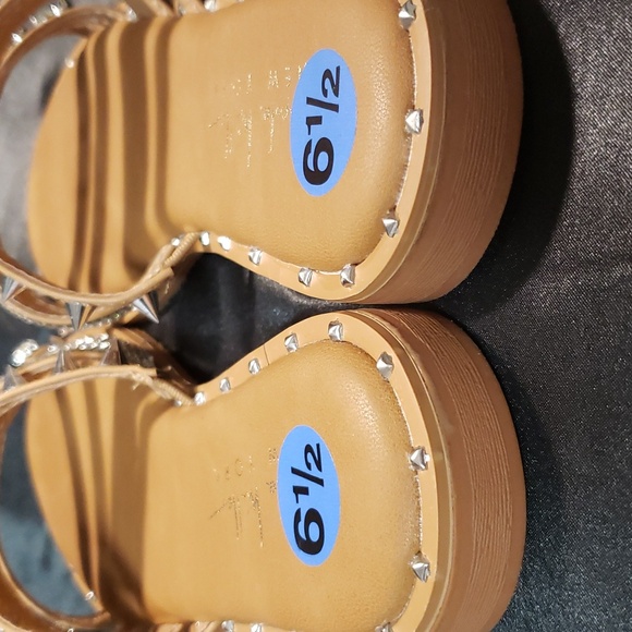 Nicole Miller Four Strap Studded and Rhinestone Slide Sandals - Picture 4 of 6